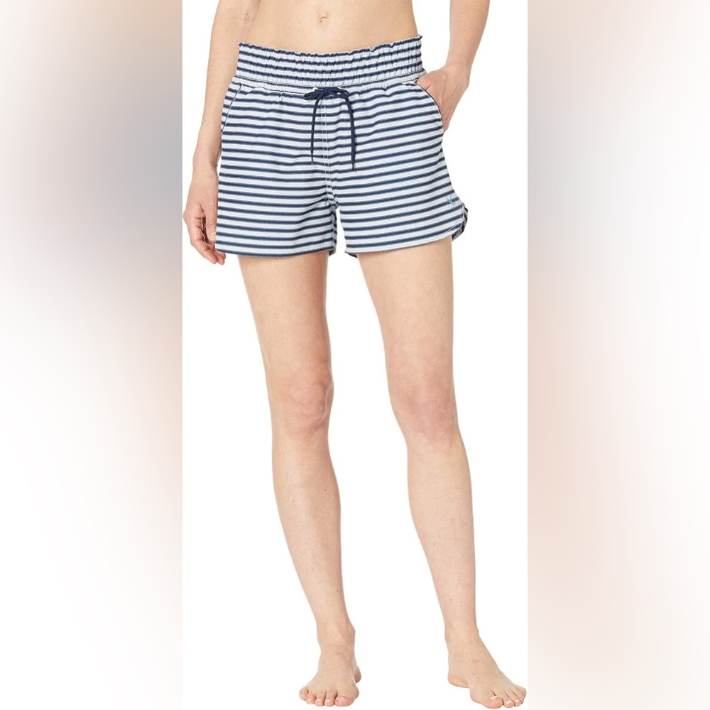 Carve Designs Bali Shorts Striped Quick Dry Elastic Waist Blue White Small 878